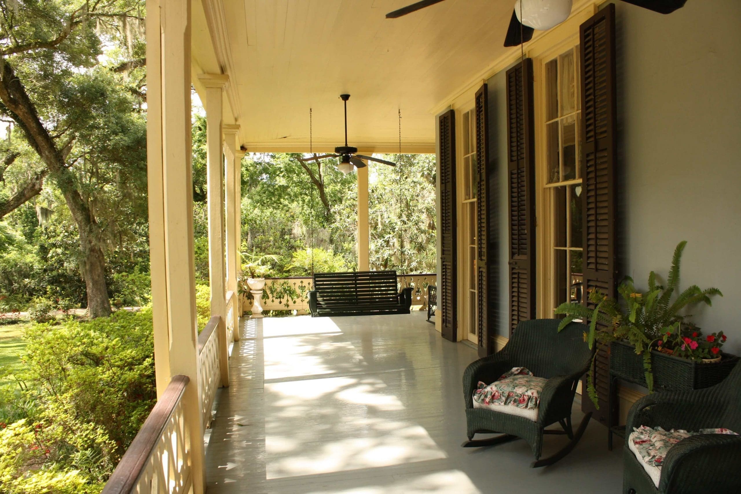 Yellow country house with porch