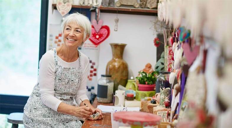 Senior woman working in her studio