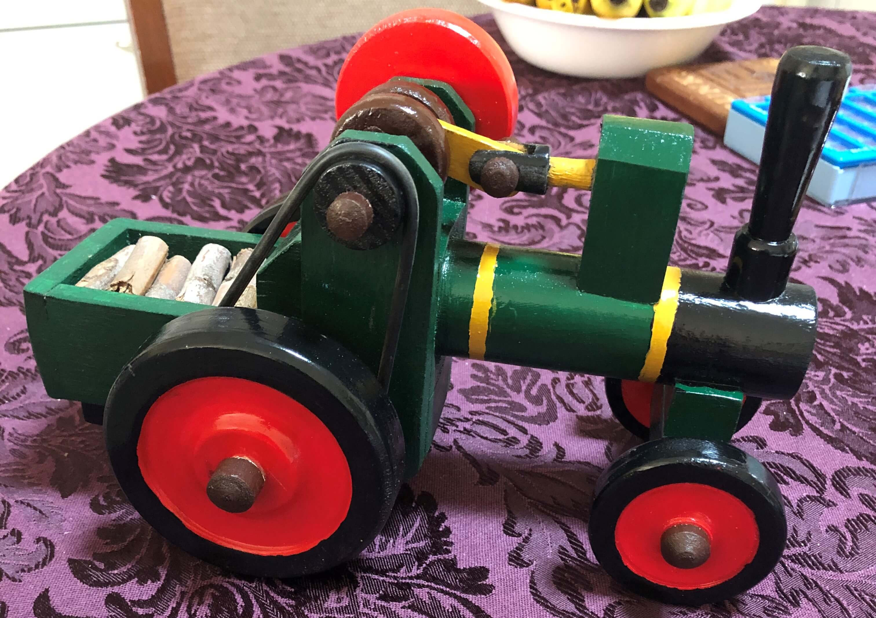 Wooden toy tractor